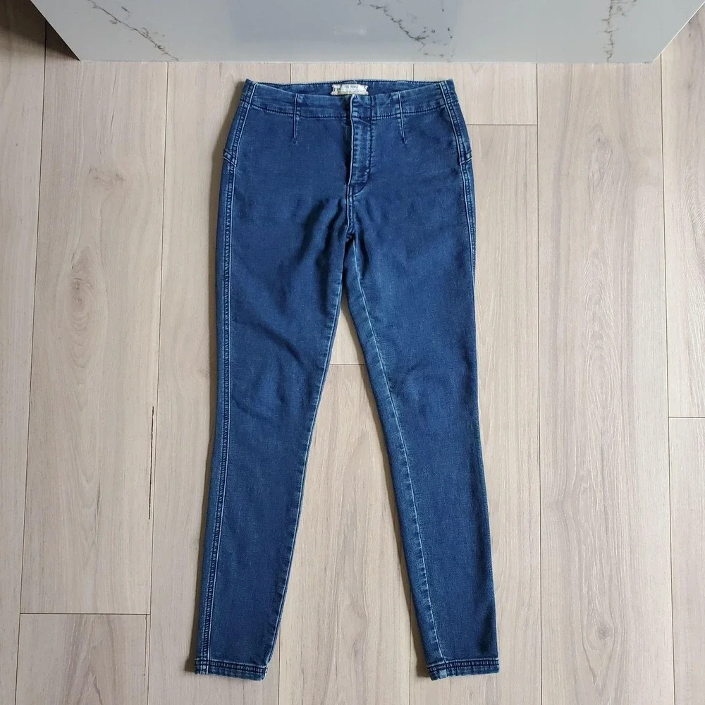 Free People Jeans Womens 26 Blue Medium Wash Skinny Slim Stretch Denim Casual